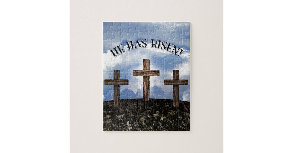 He Has Risen 3 Rugged Crosses Jigsaw Puzzle | Zazzle