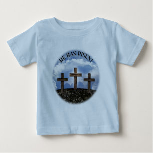 He Has Risen 3 Rugged Crosses Matthew 26:39 Baby T-Shirt