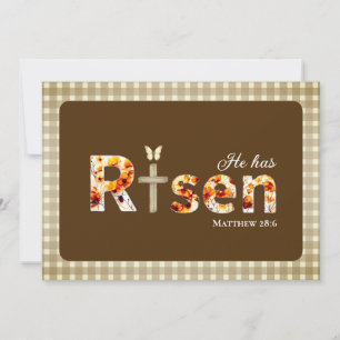 He has Risen Bible Verse Cross Religious Easter Holiday Card
