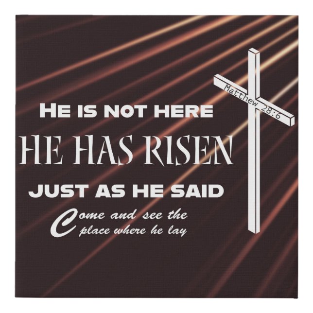 "He Has Risen" Bible Verse Easter Christian Canvas (Front)