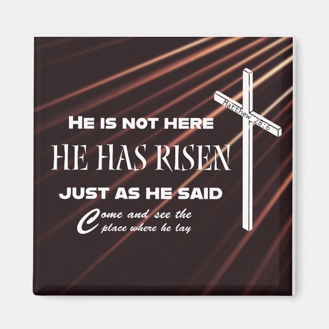 "He Has Risen" Bible Verse Easter Christian Magnet (Front)