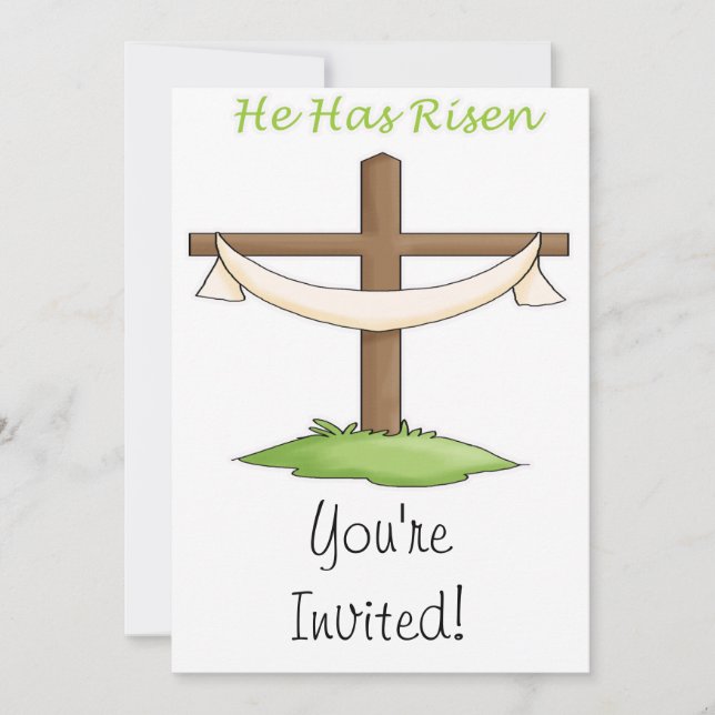 He Has Risen Cross Invitation (Front)