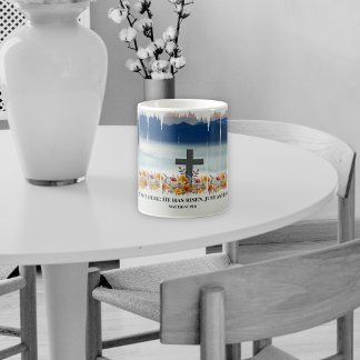 He Has Risen Easter Christian Brushstroke  Coffee Mug