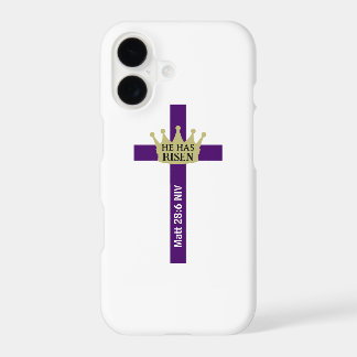 He Has Risen Easter Day Crown and Cross Purple iPhone 17 Case
