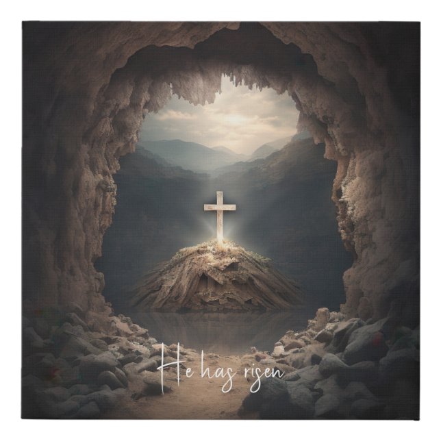 he has risen faux canvas print (Front)