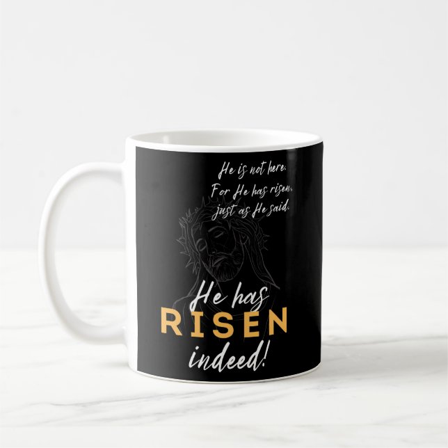He Has Risen Jesus Christian Happy Easter Thorns R Coffee Mug (Left)