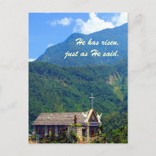 He has risen _Mountain Church Easter Theme Holiday Postcard