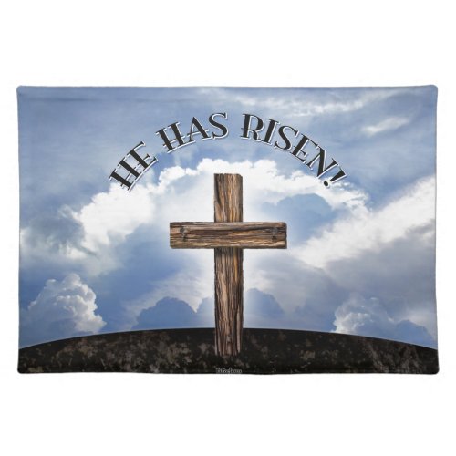 He Has Risen Rugged Cross Sky Cloth Placemat
