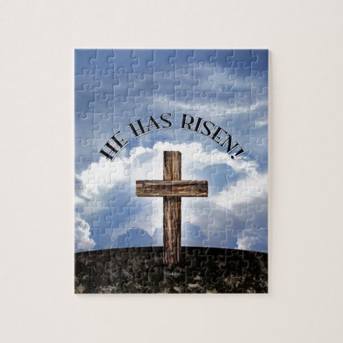 He Has Risen Rugged Cross Sky Jigsaw Puzzle