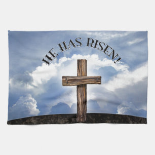 He Has Risen Rugged Cross Sky Towel