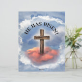 He Has Risen Rugged Cross With Clouds (Standing Front)