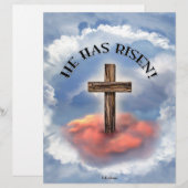 He Has Risen Rugged Cross With Clouds (Front/Back)