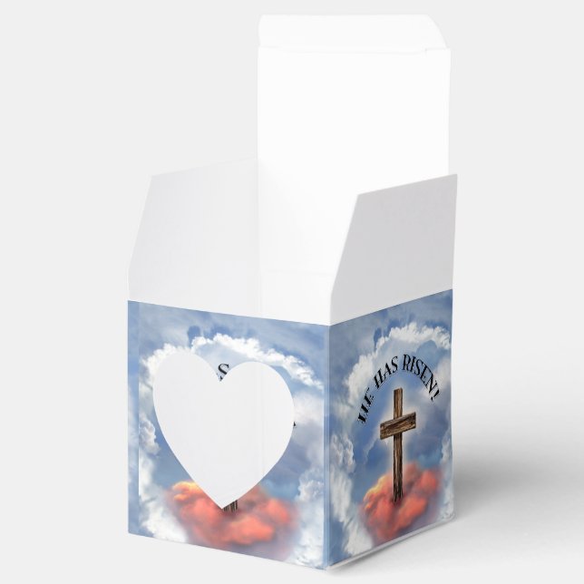 He Has Risen Rugged Cross With Clouds Favor Boxes (Opened)