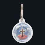 He Has Risen Rugged Cross With Clouds Pet ID Tag<br><div class="desc">He Has Risen Rugged Cross With Clouds</div>