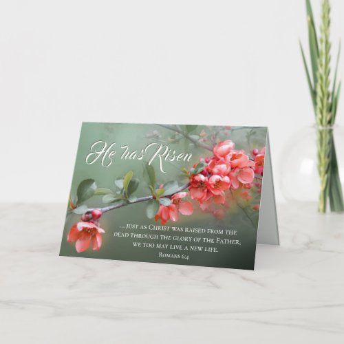He has Risen Spring Flowers Bible Verse Easter Card