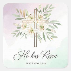 “He Has Risen” Square Easter Sticker
