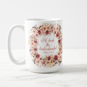 He Heals the Brokenhearted Fall Floral Coffee Mug