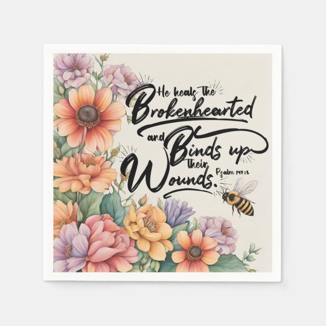 He Heals the Brokenhearted Napkins (Front)