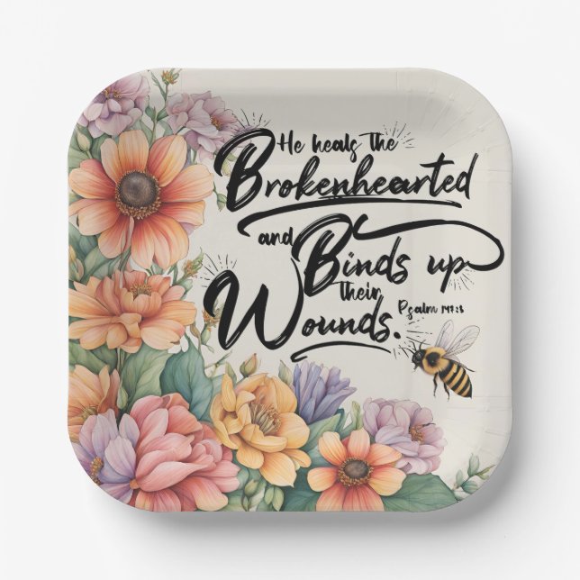 He Heals the Brokenhearted Paper Plates (Front)