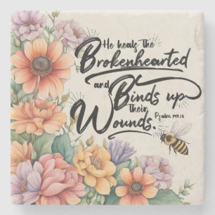 He Heals the Brokenhearted Stone Coaster