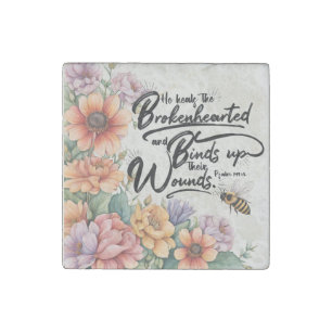He Heals the Brokenhearted Stone Magnet