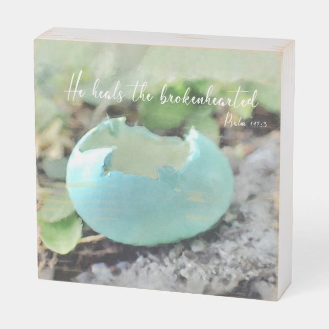 He heals the brokenhearted  wooden box sign (Angled Horizontal)