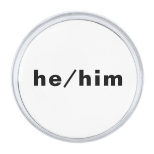 He, Him, Gender Pronouns Lgbtq Lgbt Pride Silver Finish Lapel Pin