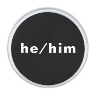 He, Him, Gender Pronouns Lgbtq Lgbt Pride Silver Finish Lapel Pin
