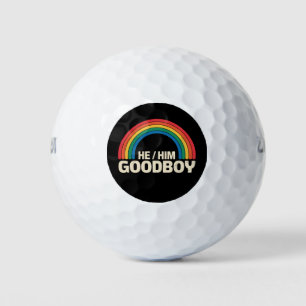 He Him Good Boy Rainbow LGBTQ Gay Pride Ally Golf Balls