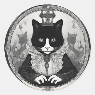 He/him Goth Kitty  Classic Round Sticker