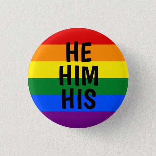 hehimhis pronouns rainbow pride flag button