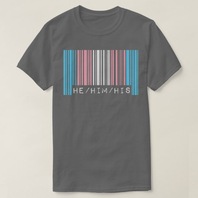 He Him His Pronouns Transgender Pride Flag Barcode T-Shirt (Design Front)