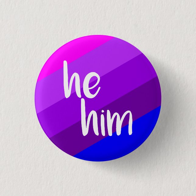 He/Him Pronoun Badge Button (Front)