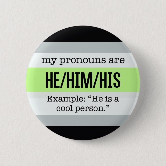 He/Him Pronouns – Agender Flag Button (Front)