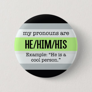 He/Him Pronouns – Agender Flag Button