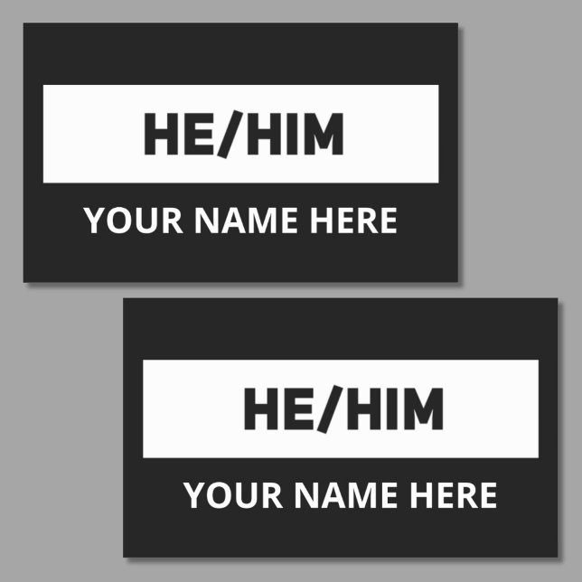 He Him Pronouns Black and White Rectangular Sticker (Creator Uploaded)