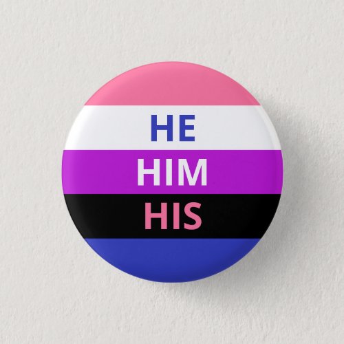 HeHim Pronouns Genderfluid Flag Badge Button