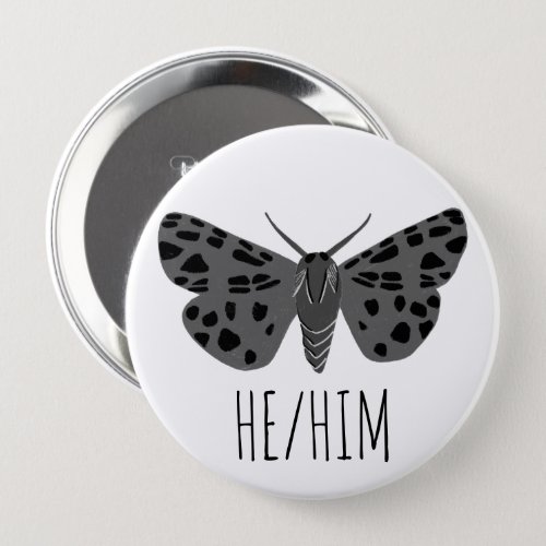 HEHIM Pronouns Handdrawn Moth Insect  Button