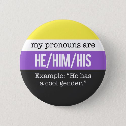 HeHim Pronouns Nonbinary Flag Pinback Button