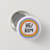 HE/HIM Pronouns Rainbow Circle Button