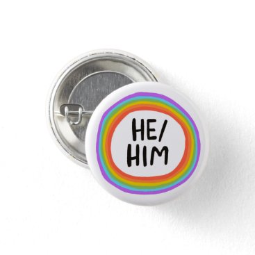 HE/HIM Pronouns Rainbow Circle Button