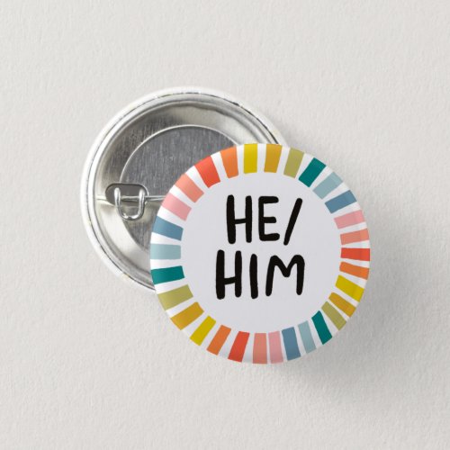 HEHIM Pronouns Rainbow Soft Circle Ring Button