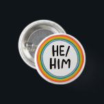 HE/HIM Pronouns Rainbow Soft Circle Ring Button<br><div class="desc">Decorate your outfit with this cool art button. You can customize it and add text too. Check my shop for lots more colors and patterns! Let me know if you'd like something custom too.</div>