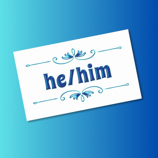 He Him Shades of Blue Filigree Rectangular Sticker (Creator Uploaded)