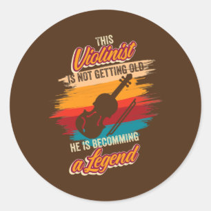 He is becoming a legend Violin Player Birthday Classic Round Sticker