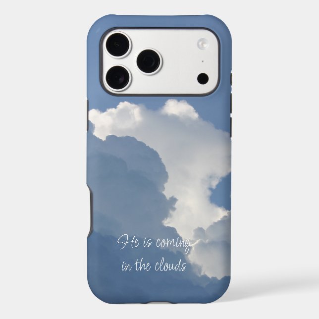 He is Coming in the Clouds Christian Quote iPhone Case (Back)