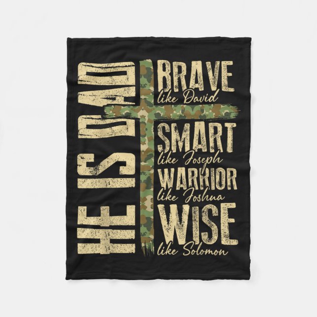 He Is Dad Camo Religious Father's Day Christian Da Fleece Blanket (Front)