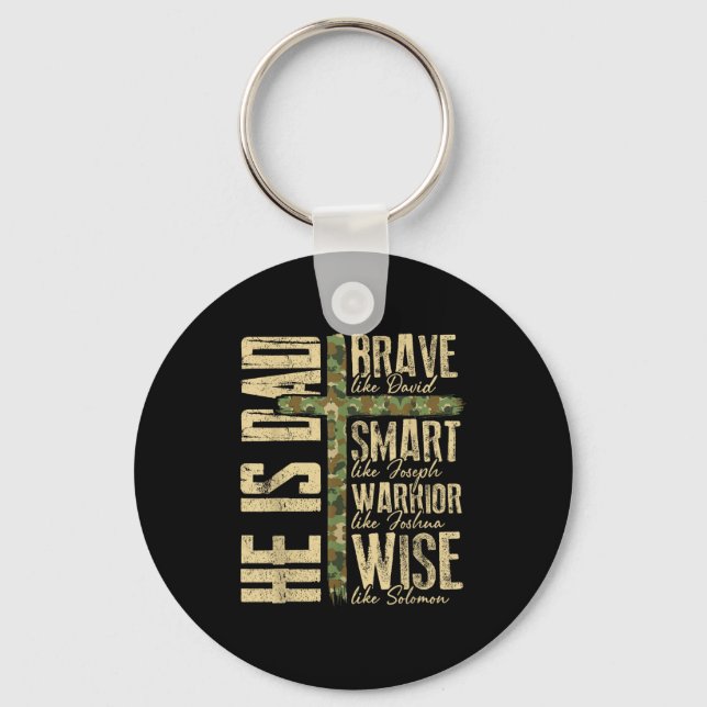 He Is Dad Camo Religious Father's Day Christian Da Keychain (Front)