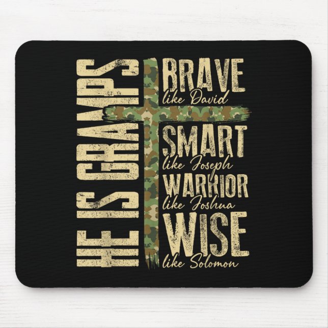 He Is Gramps Camo Religious Father's Day Christian Mouse Pad (Front)