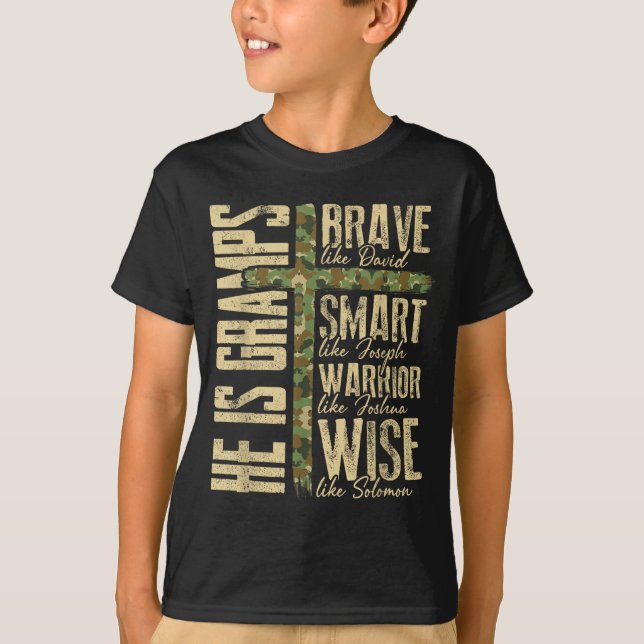 He Is Gramps Camo Religious Father's Day Christian T-Shirt (Front)